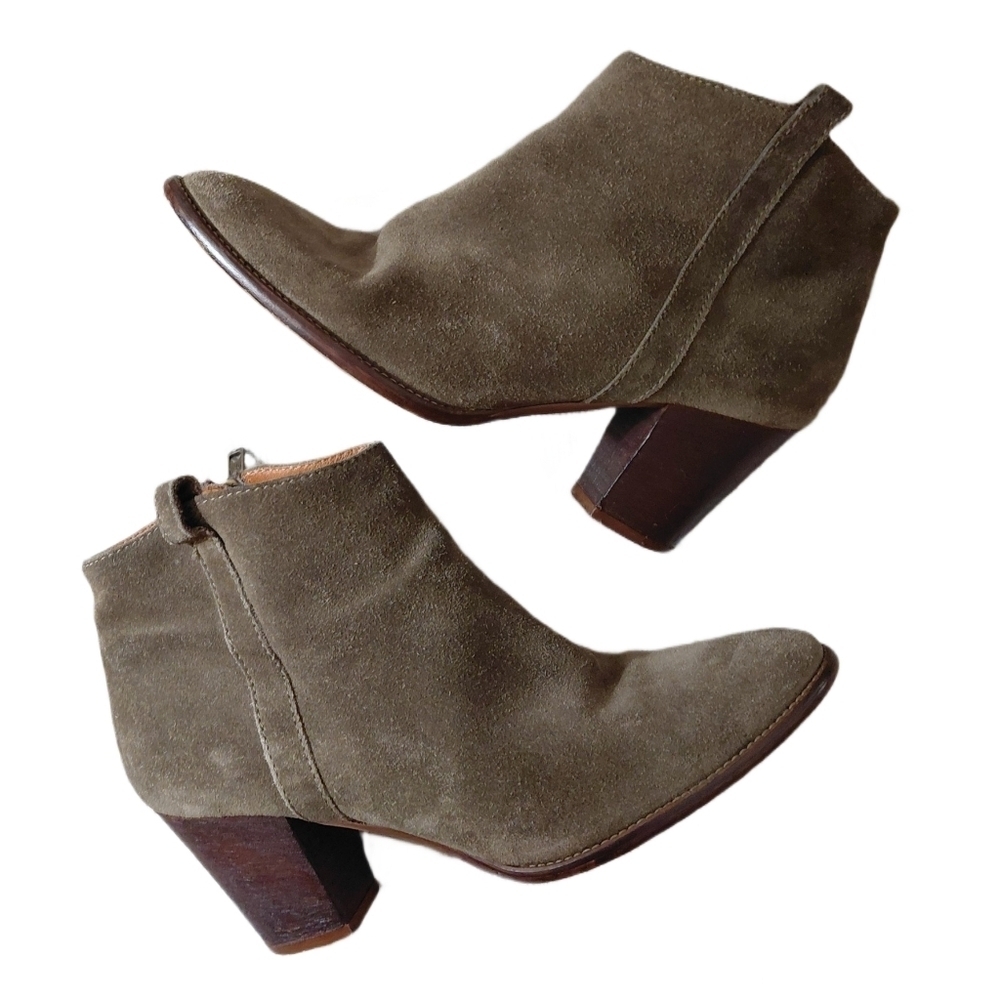 Madewell Olive Green Suede Ankle Booties Women's Size 8